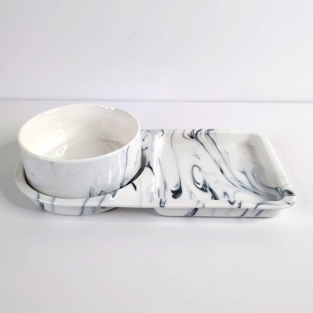 Stokes Marble Porcelain Glam Chic Sleek Minimalist Dipping Serving Platter